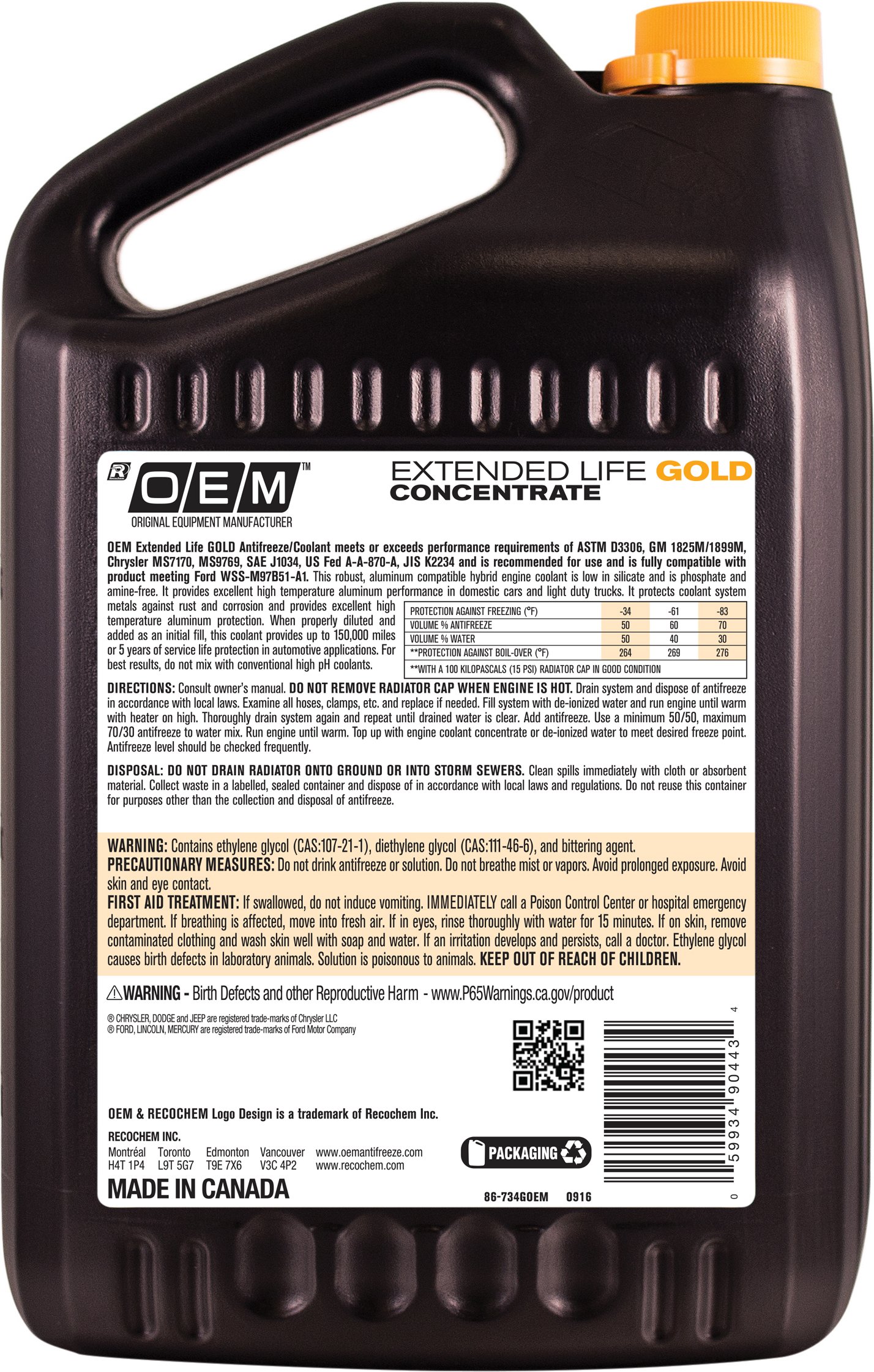 Amazon.com: Recochem OEM 86-734GOEM Gold Premium Antifreeze